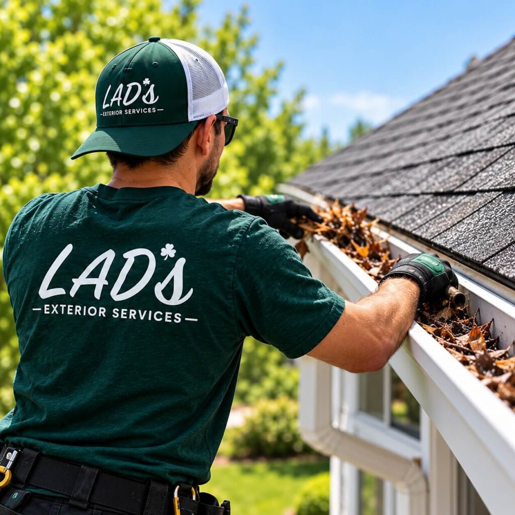 Professional Gutter Cleaning in Action